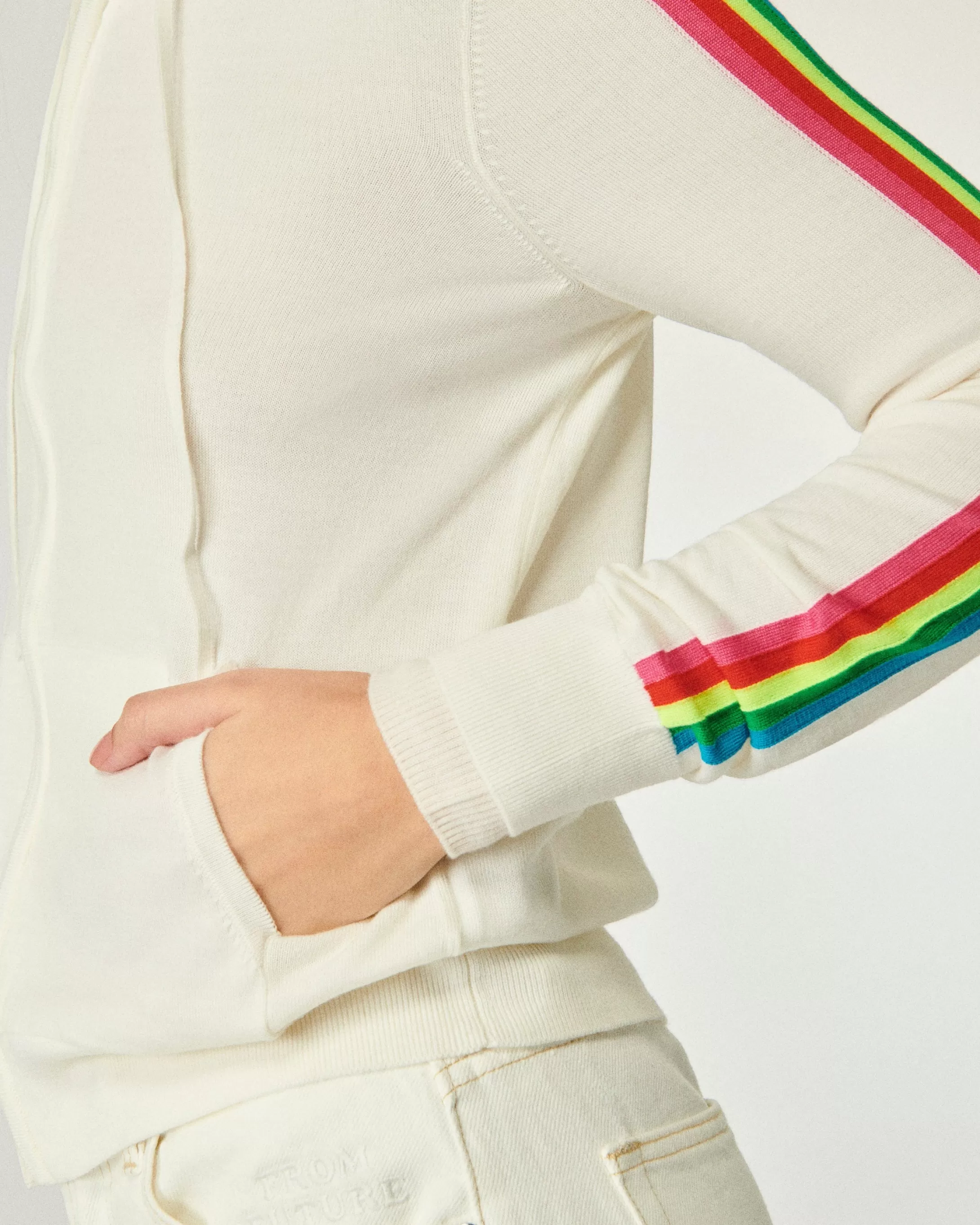 Felpa-maglione con Zip Banda multicolore | FROM FUTURE Best Sale