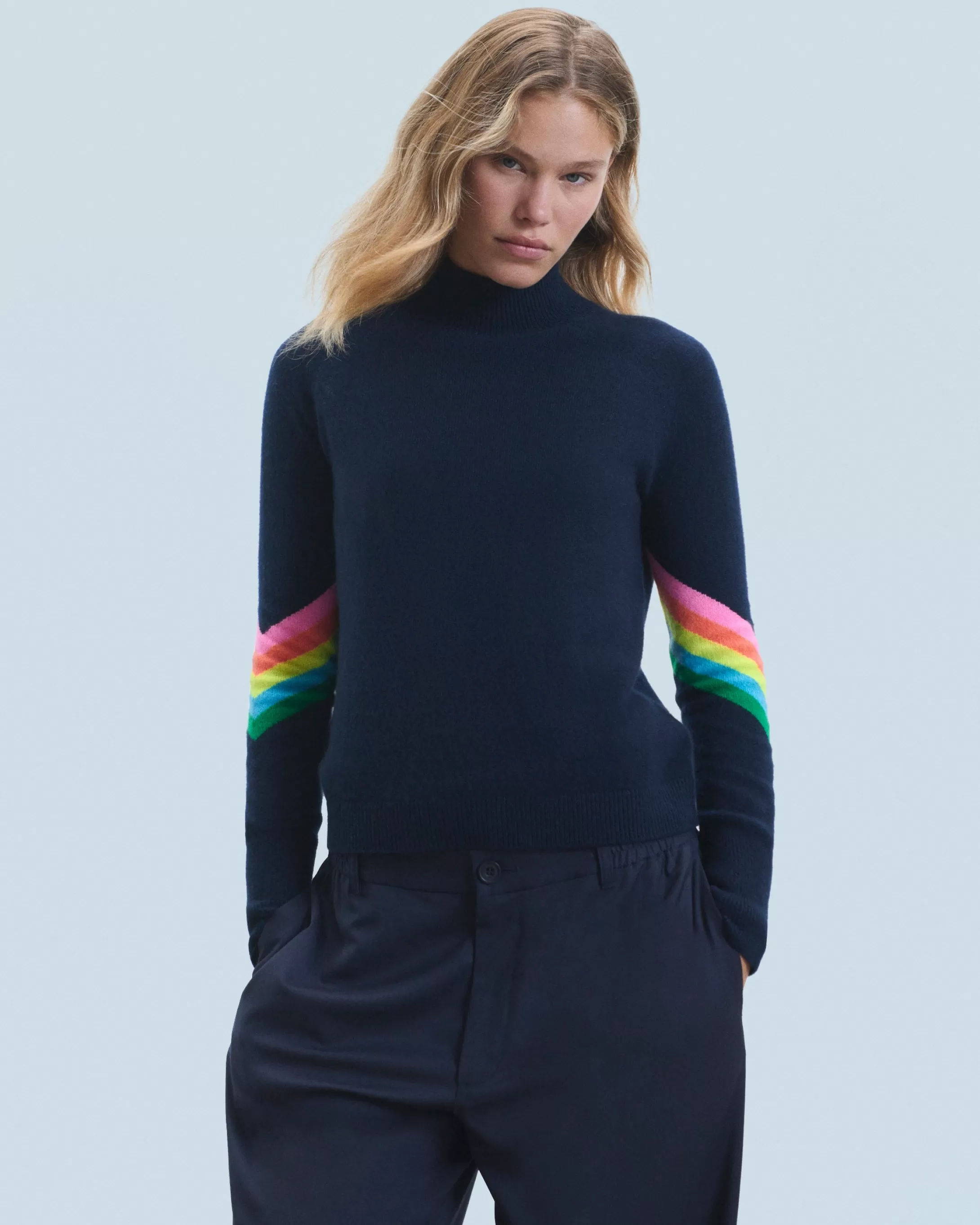 Maglione Collo alto Bande maniche Multicolori Leggero | FROM FUTURE Shop