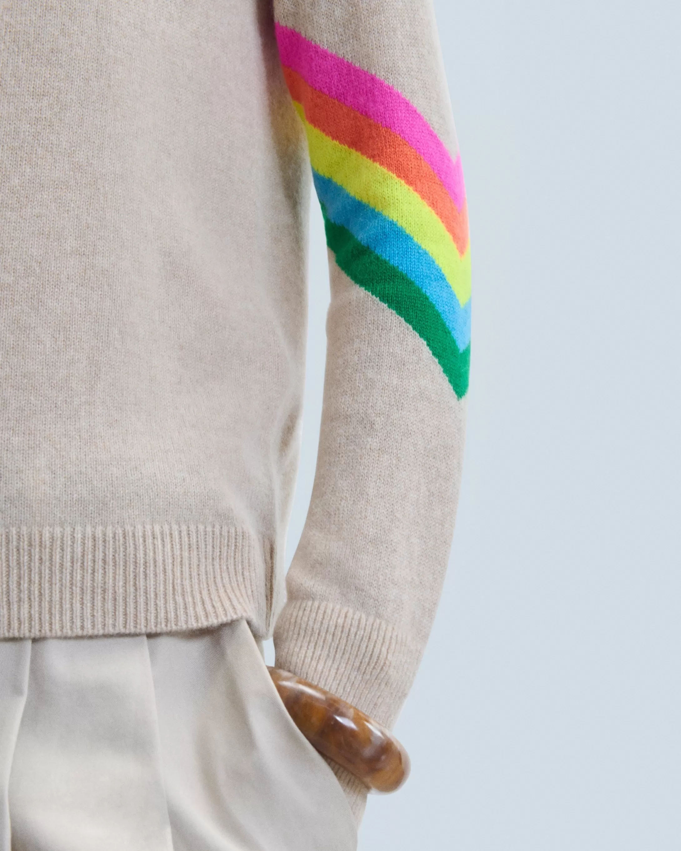 Maglione Collo alto Bande maniche Multicolori Leggero | FROM FUTURE Hot