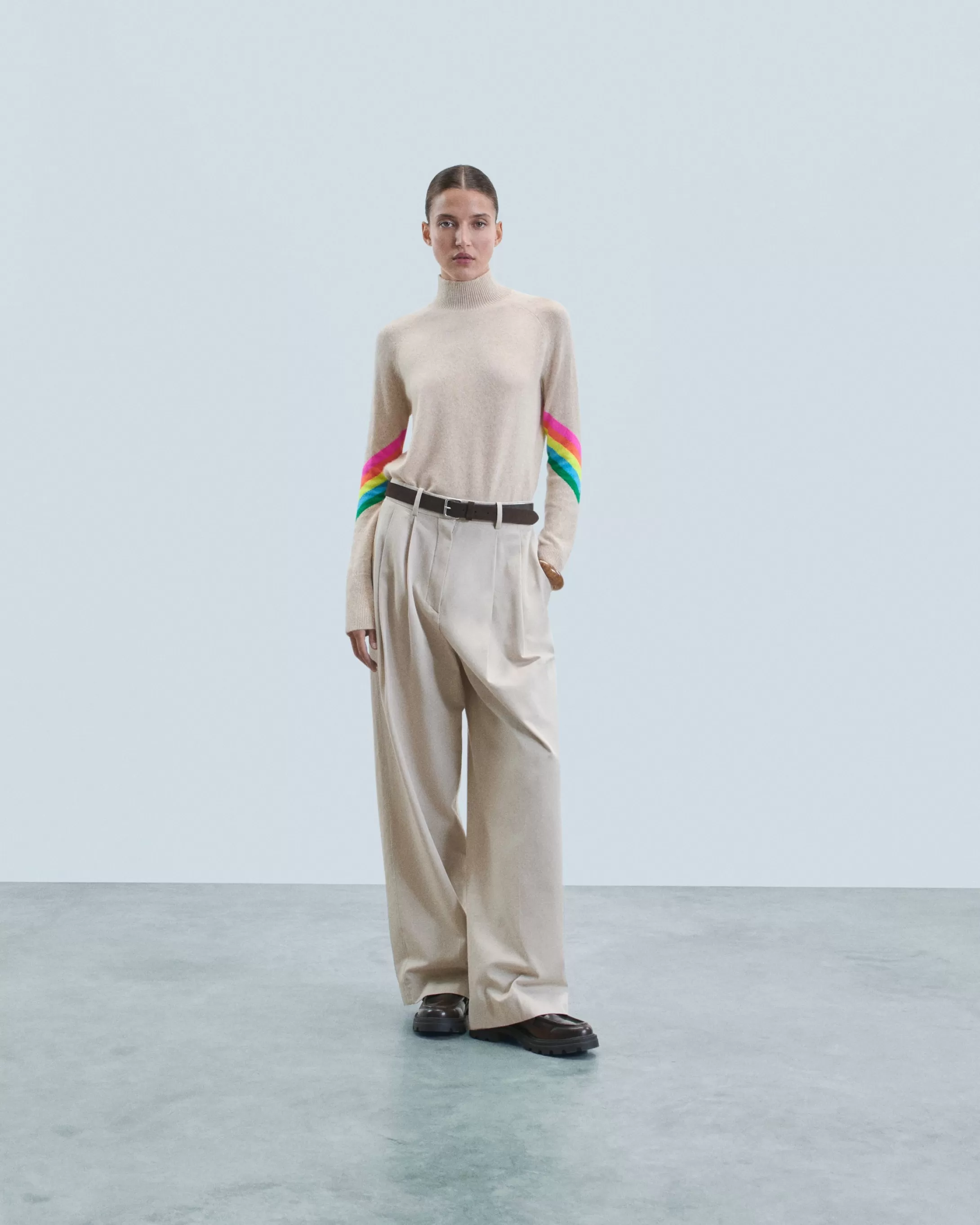 Maglione Collo alto Bande maniche Multicolori Leggero | FROM FUTURE Hot