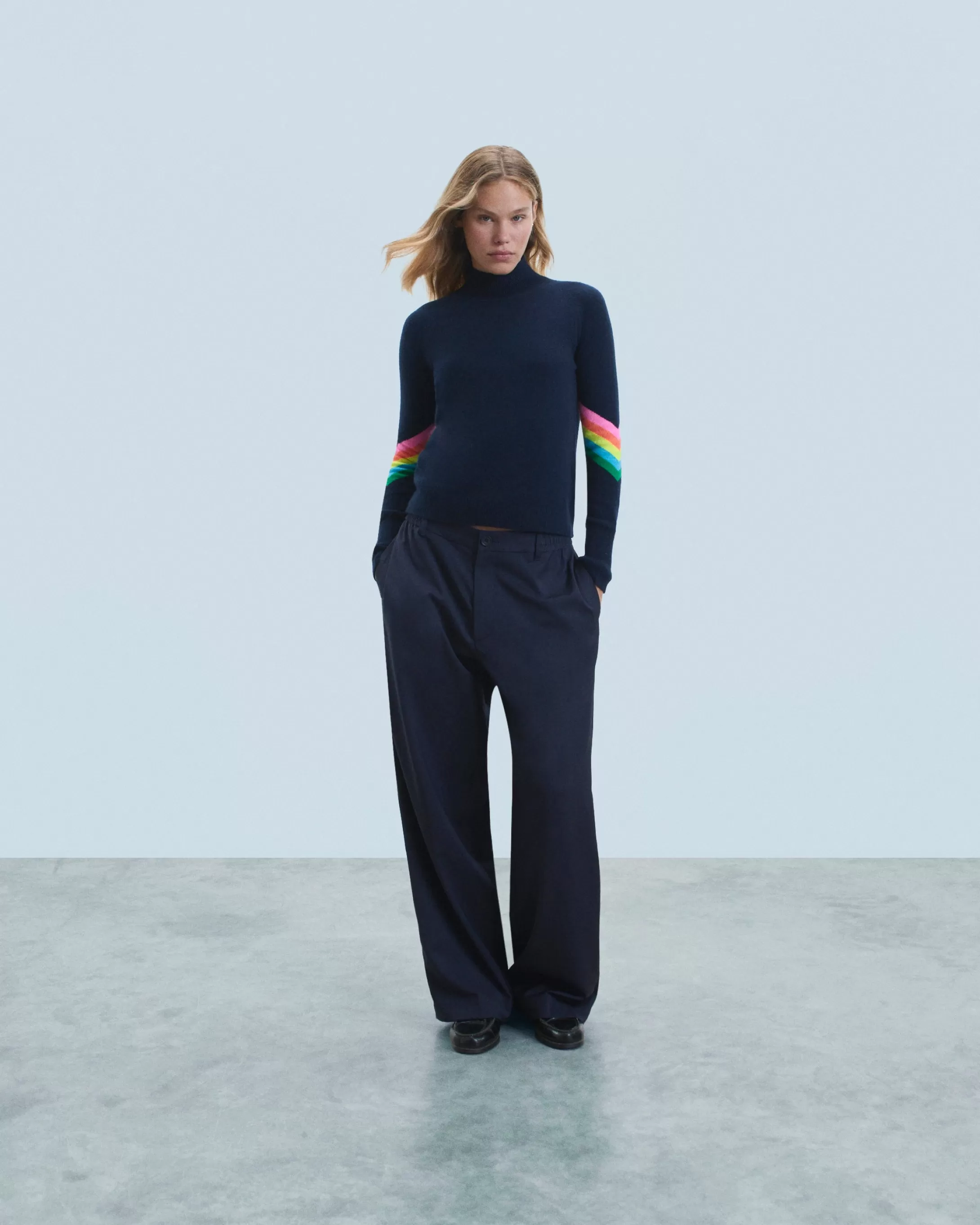 Maglione Collo alto Bande maniche Multicolori Leggero | FROM FUTURE Shop