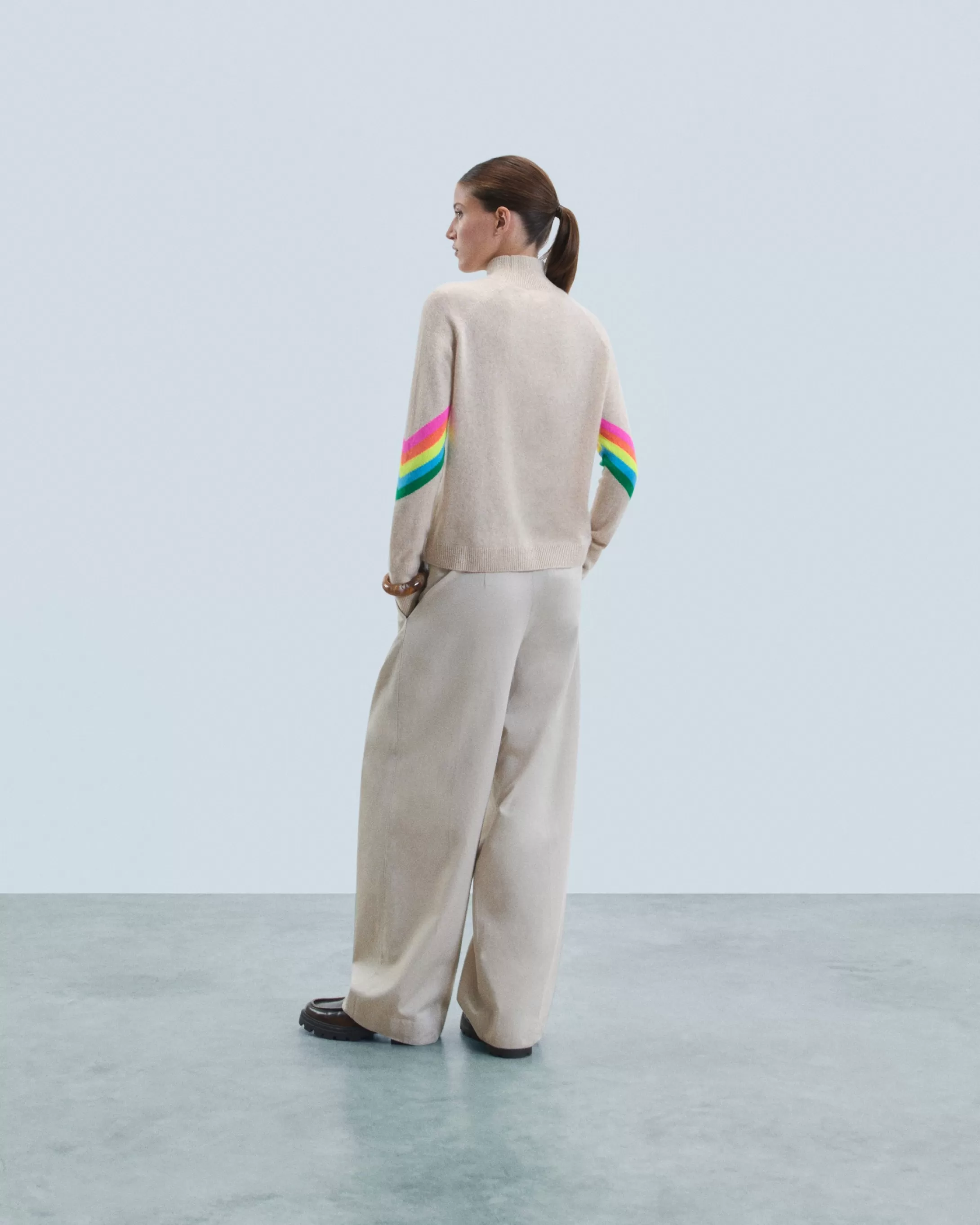 Maglione Collo alto Bande maniche Multicolori Leggero | FROM FUTURE Hot