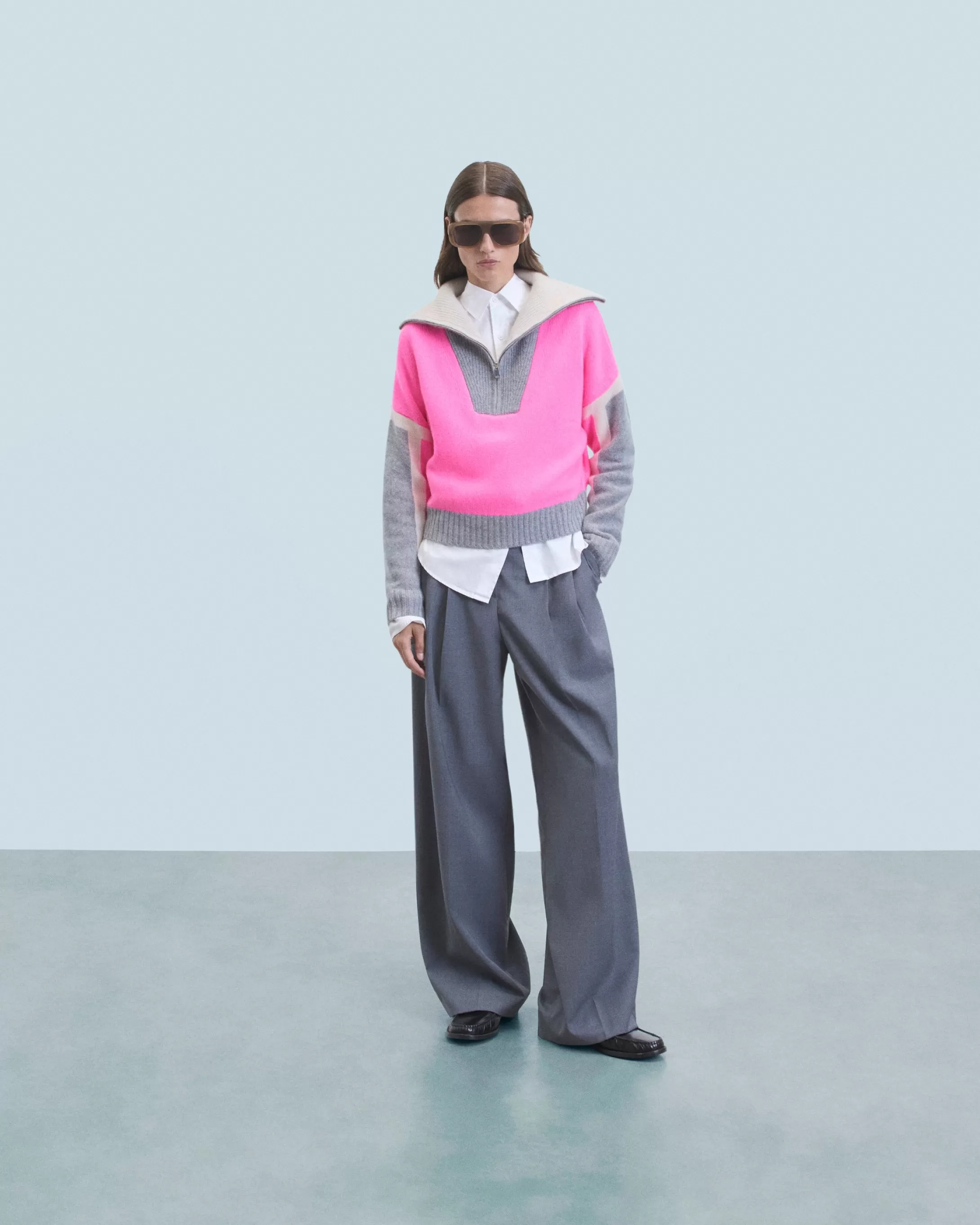 Maglione Collo alto con zip Tricolore | FROM FUTURE Sale