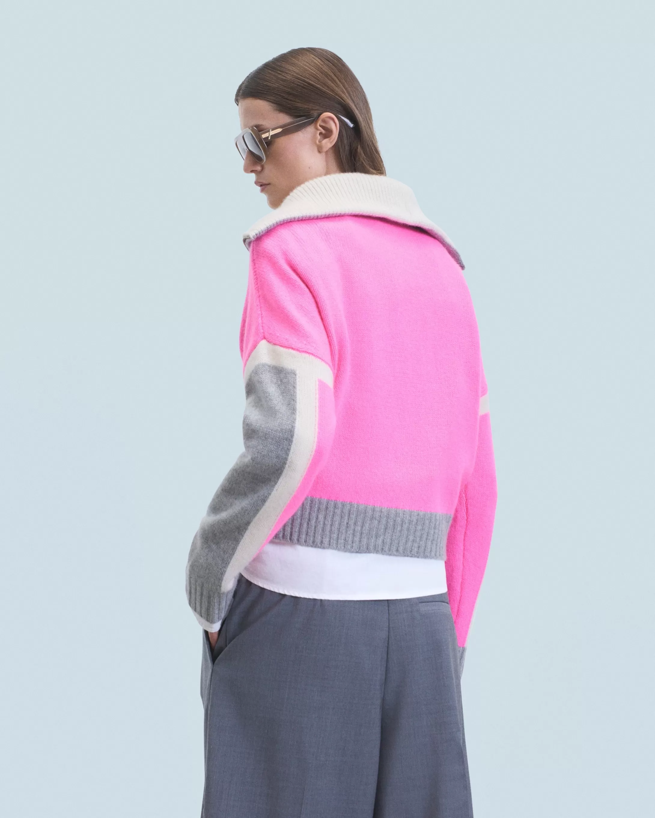 Maglione Collo alto con zip Tricolore | FROM FUTURE Sale