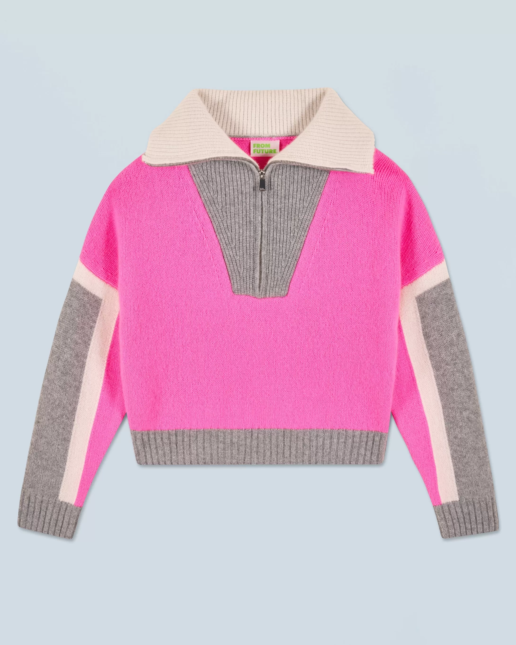 Maglione Collo alto con zip Tricolore | FROM FUTURE Sale