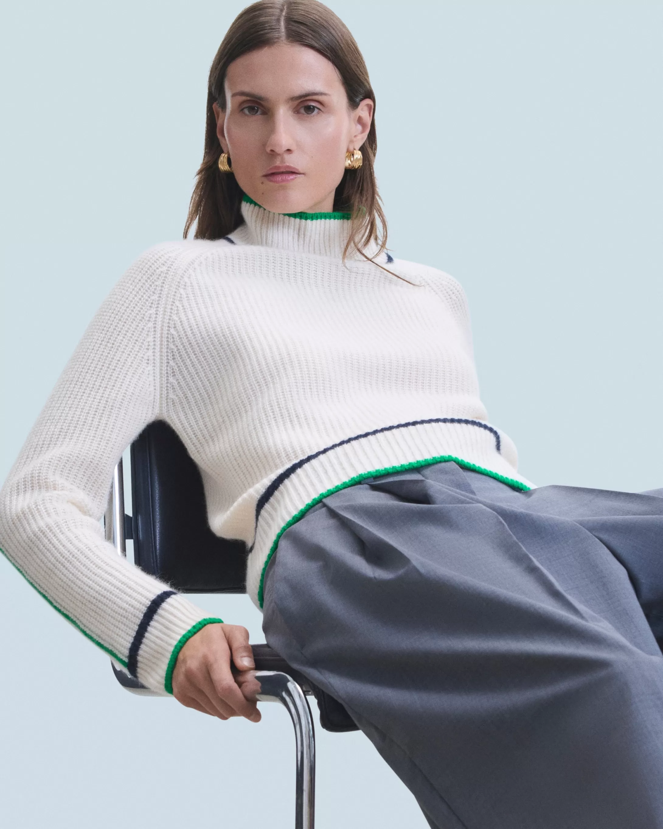 Maglione Collo alto Tricolore a Costa perlata | FROM FUTURE Outlet
