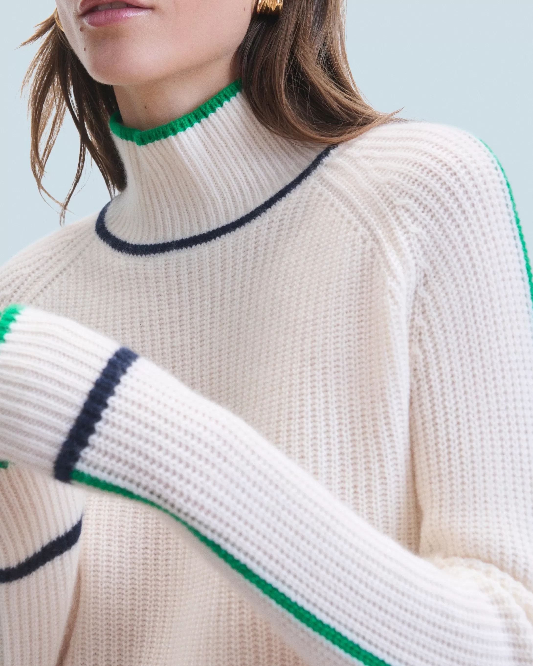 Maglione Collo alto Tricolore a Costa perlata | FROM FUTURE Outlet
