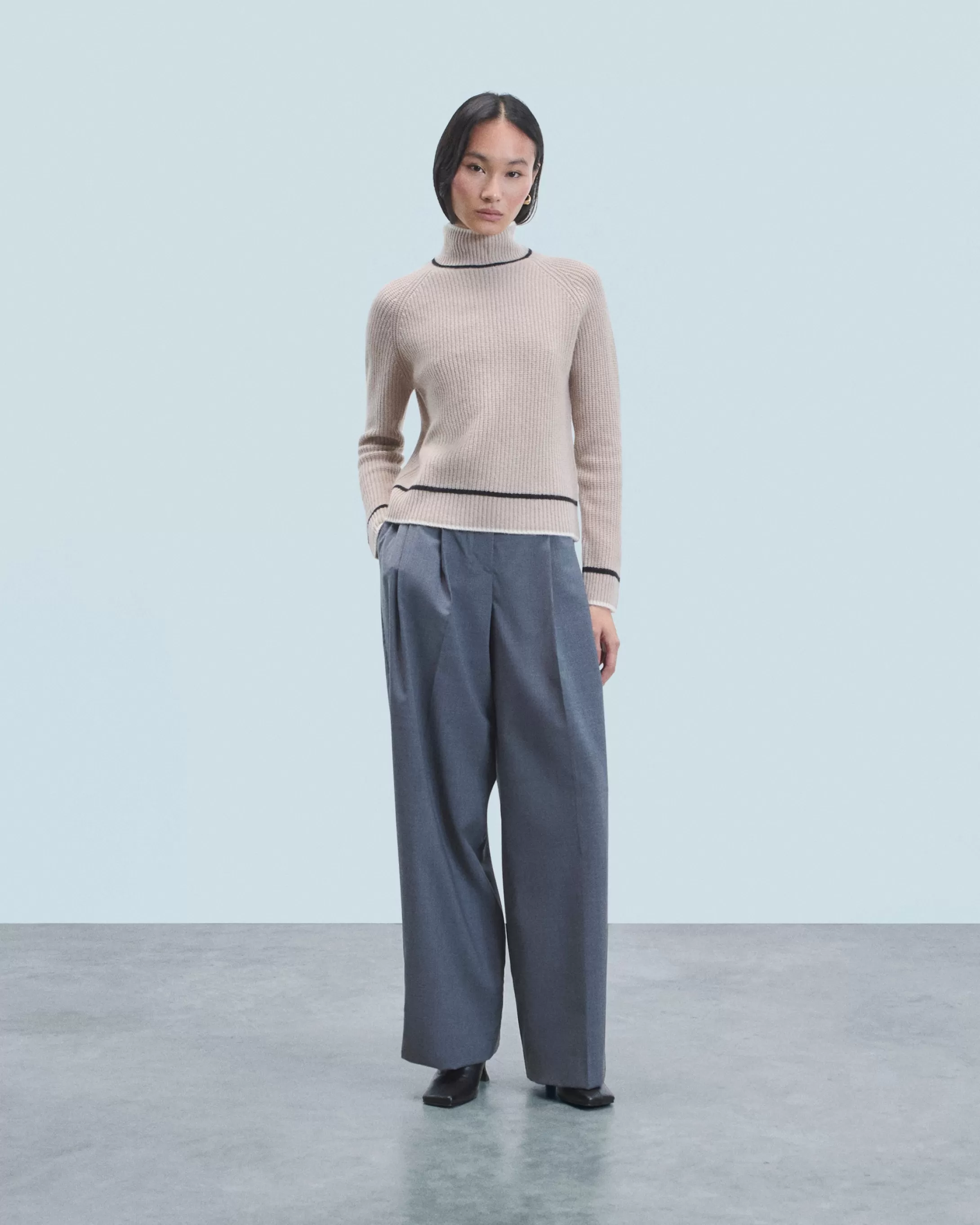 Maglione Collo alto Tricolore a Costa perlata | FROM FUTURE Best Sale