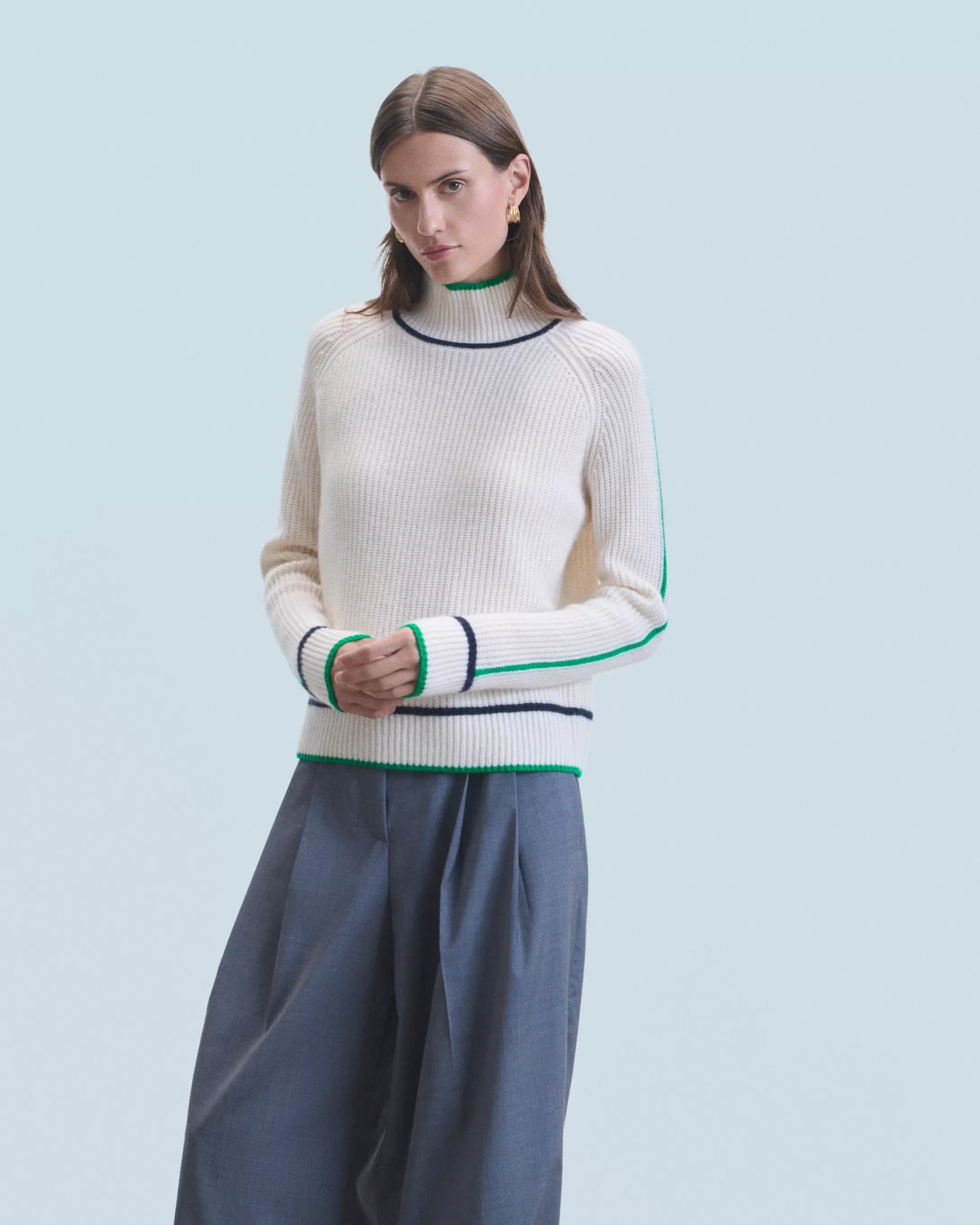 Maglione Collo alto Tricolore a Costa perlata | FROM FUTURE Outlet