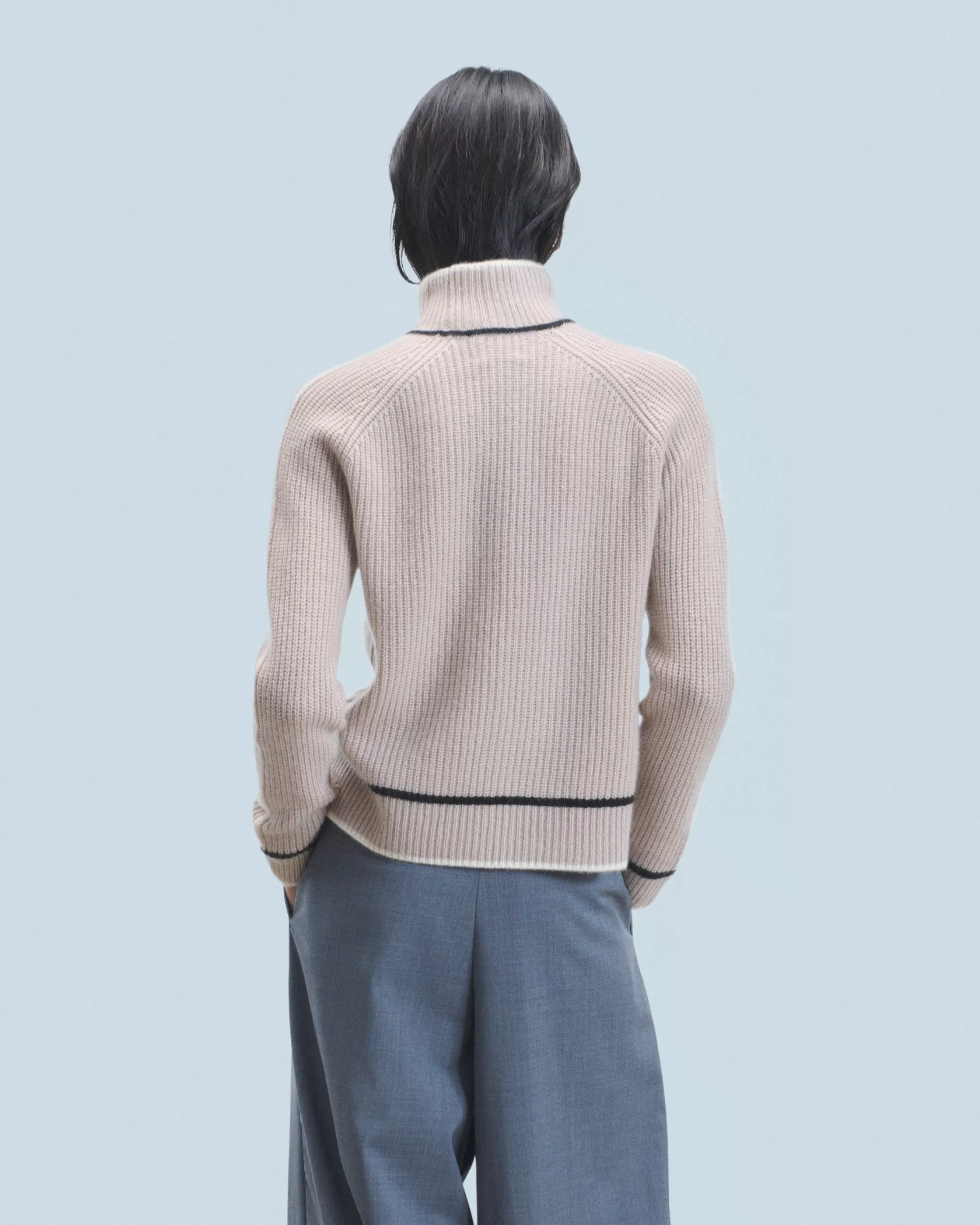 Maglione Collo alto Tricolore a Costa perlata | FROM FUTURE Best Sale