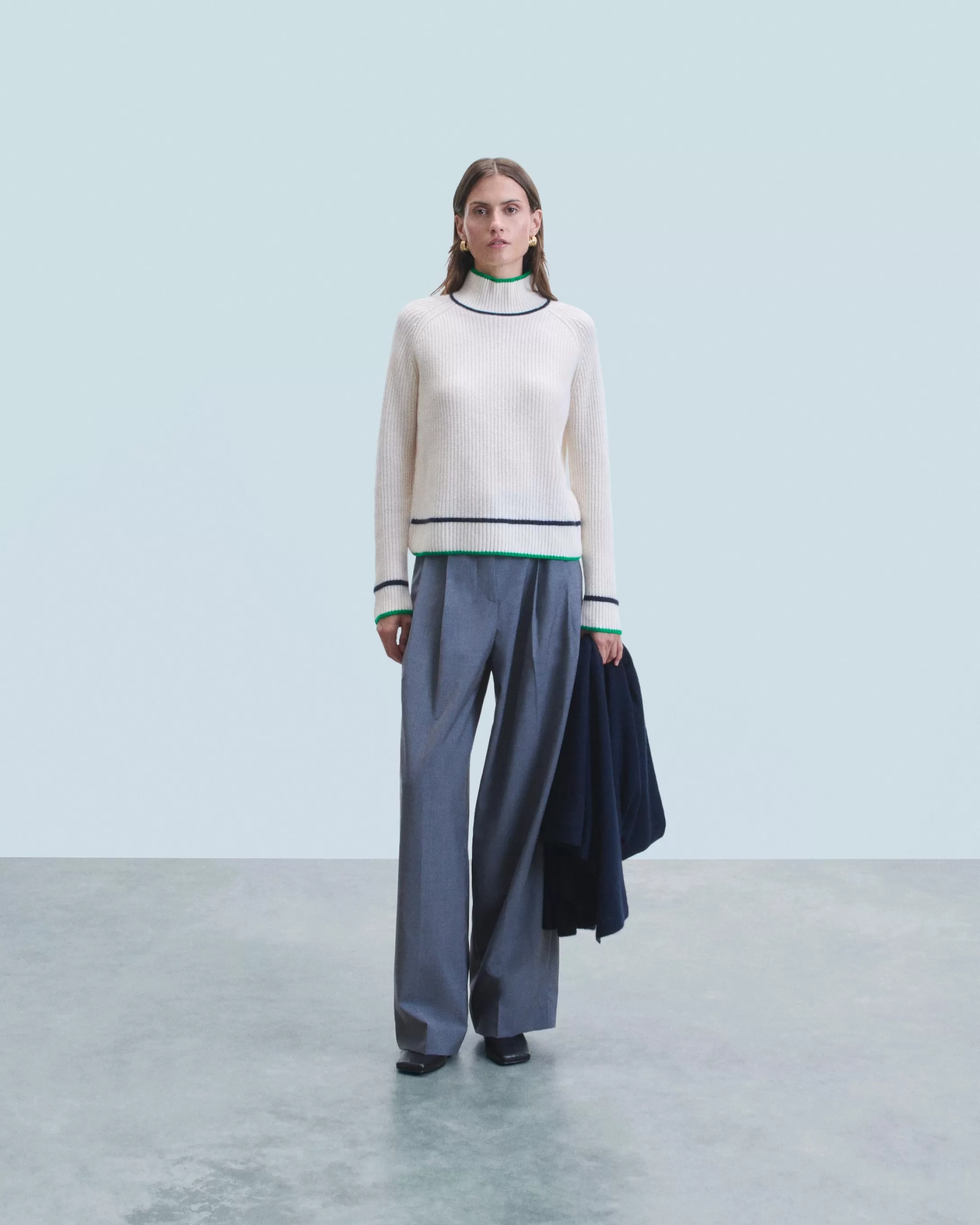 Maglione Collo alto Tricolore a Costa perlata | FROM FUTURE Outlet