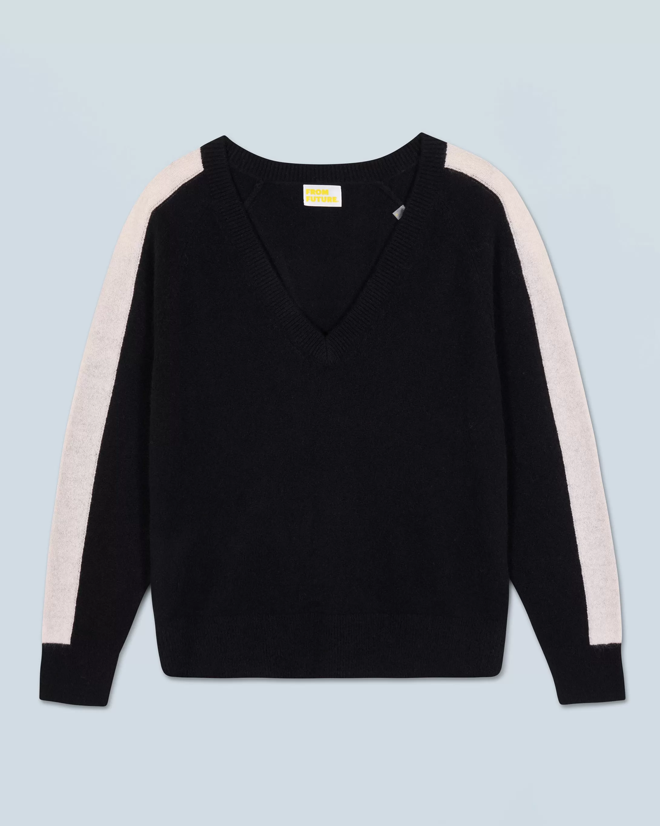 Maglione Scollo a V Oversize Bande bicolori Leggero | FROM FUTURE Fashion