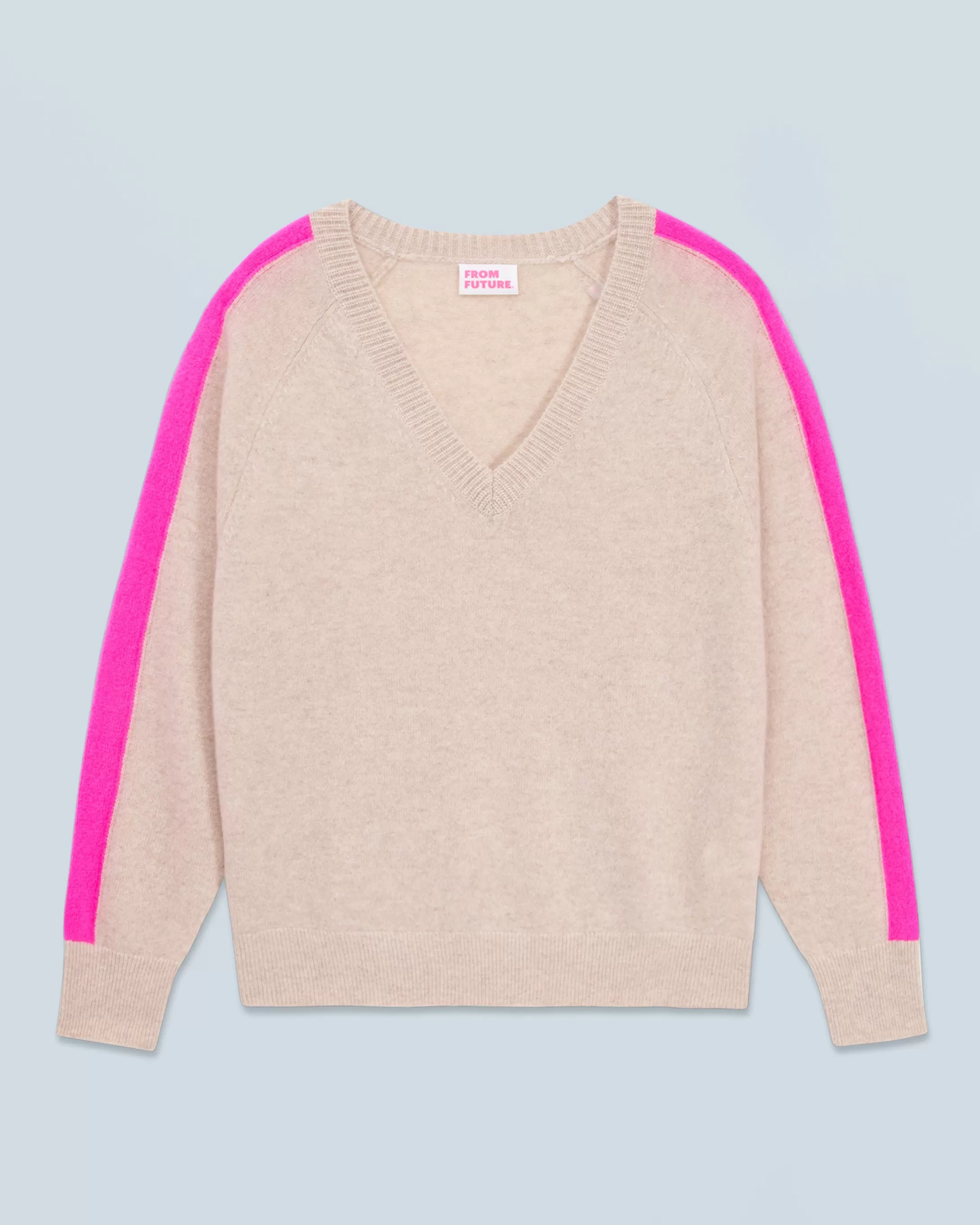 Maglione Scollo a V Oversize Bande bicolori Leggero | FROM FUTURE Hot