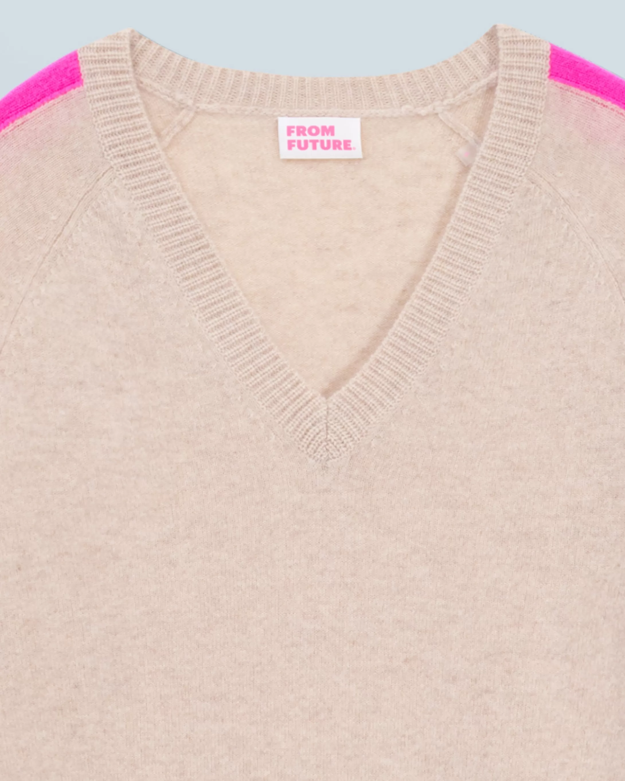 Maglione Scollo a V Oversize Bande bicolori Leggero | FROM FUTURE Hot