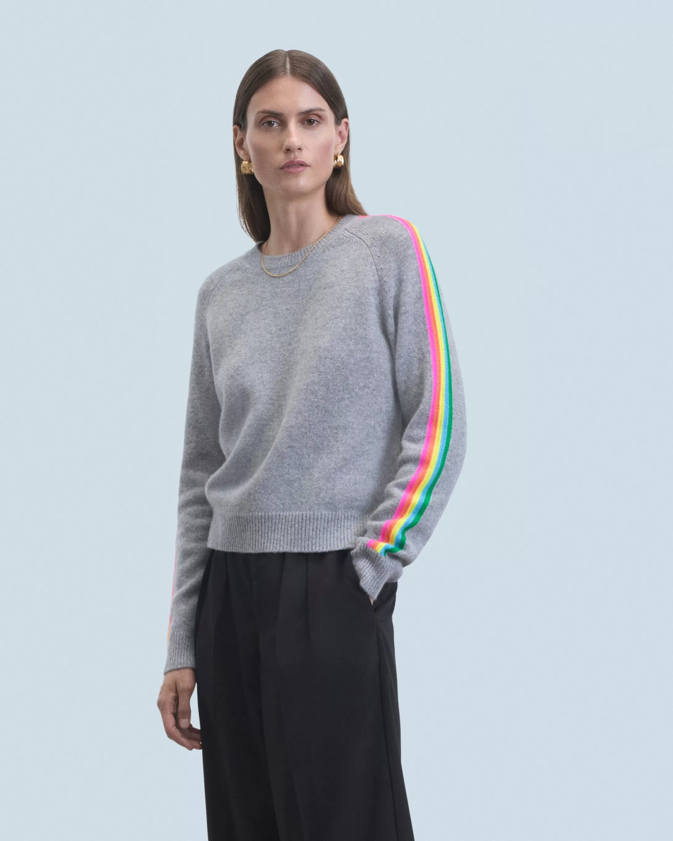 Maglione Scollo tondo Bande maniche Multicolori | FROM FUTURE Cheap
