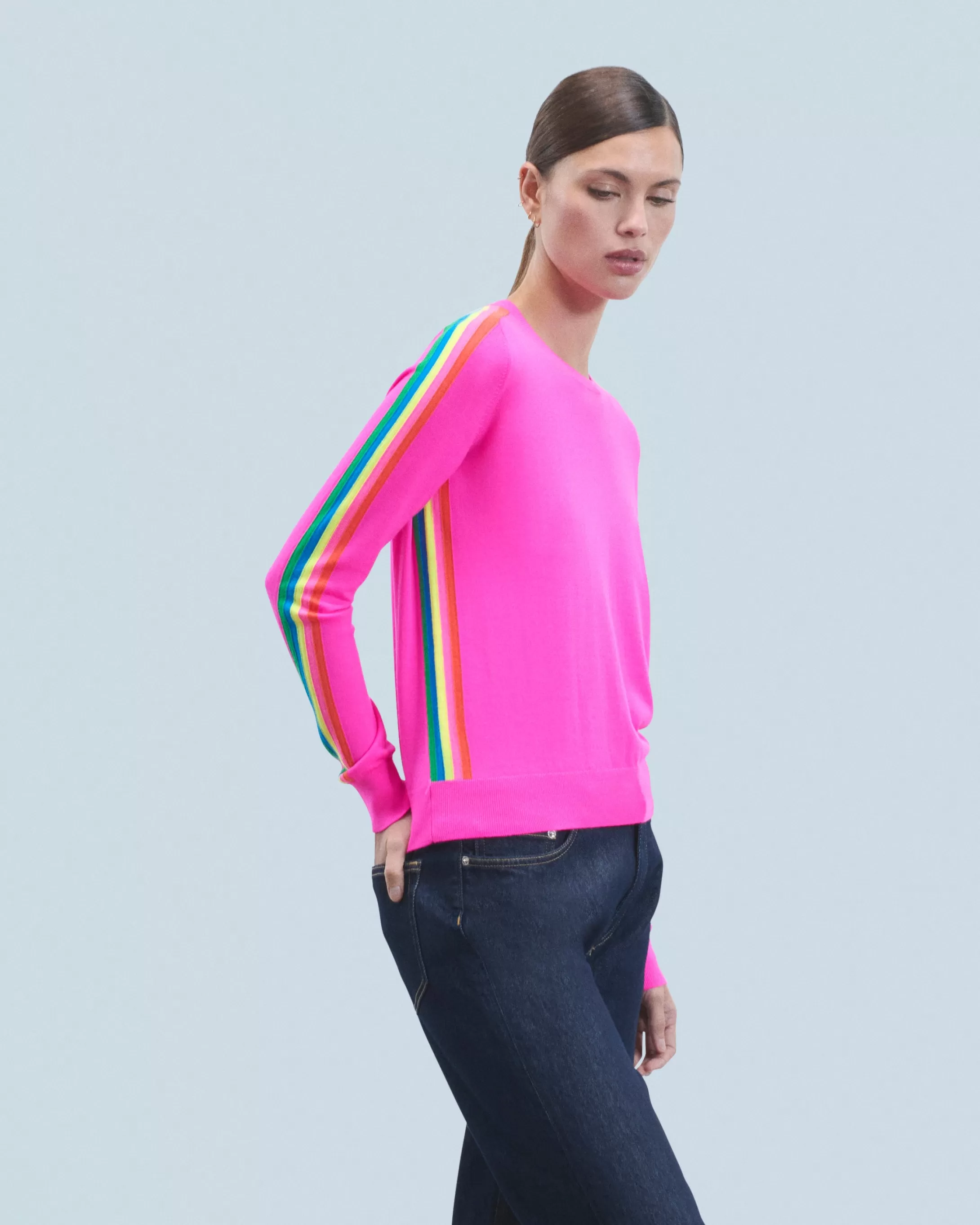 Maglione Scollo tondo Bande Maniche multicolori | FROM FUTURE New