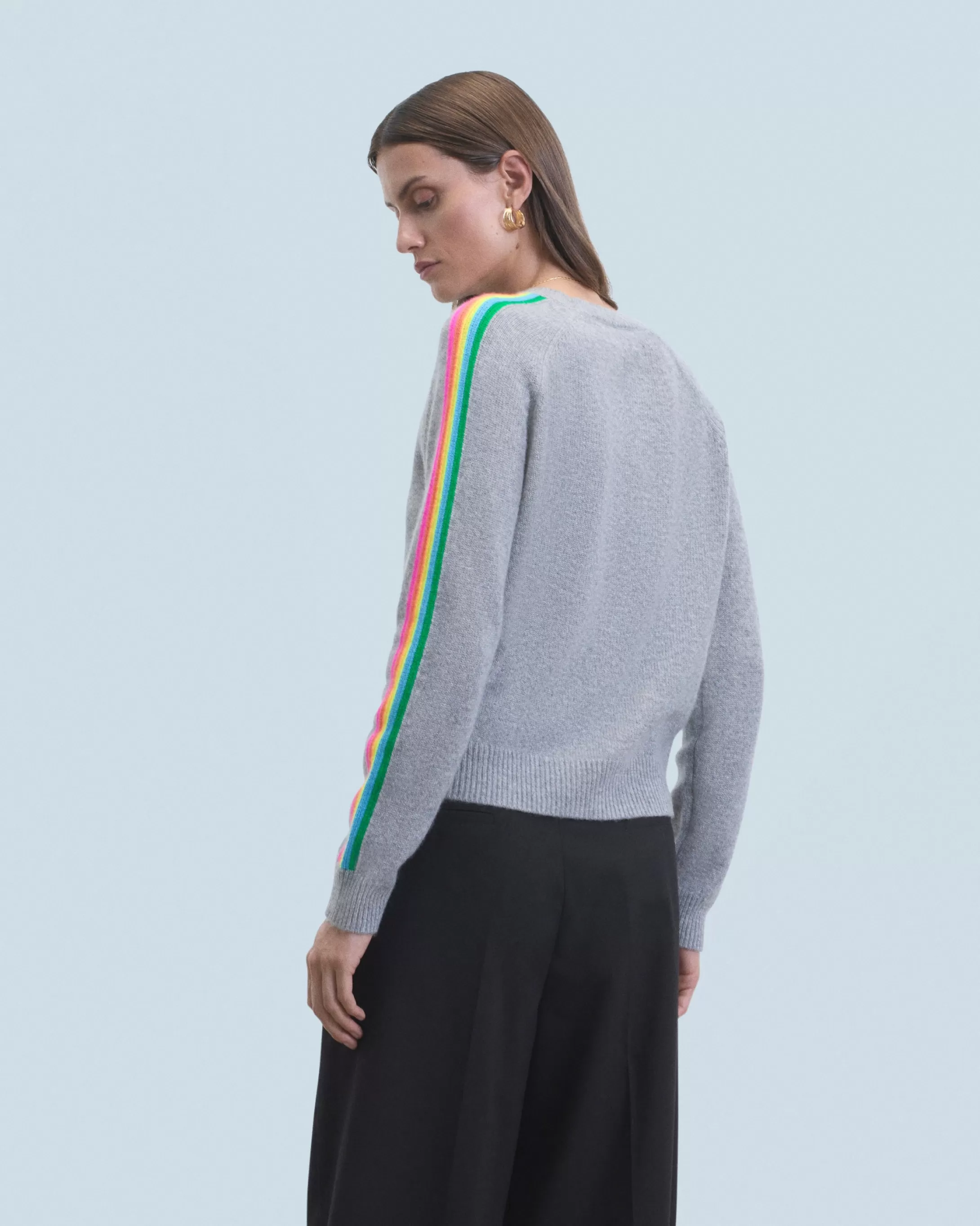 Maglione Scollo tondo Bande maniche Multicolori | FROM FUTURE Cheap