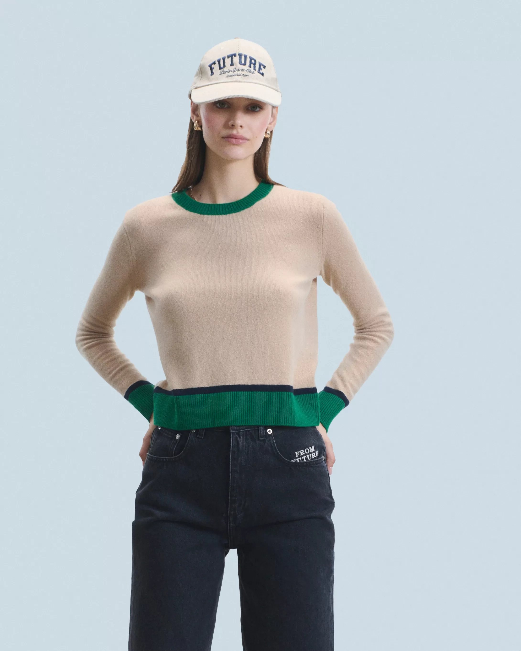 Maglione Scollo tondo Bicolore a Contrasto Leggero | FROM FUTURE Fashion