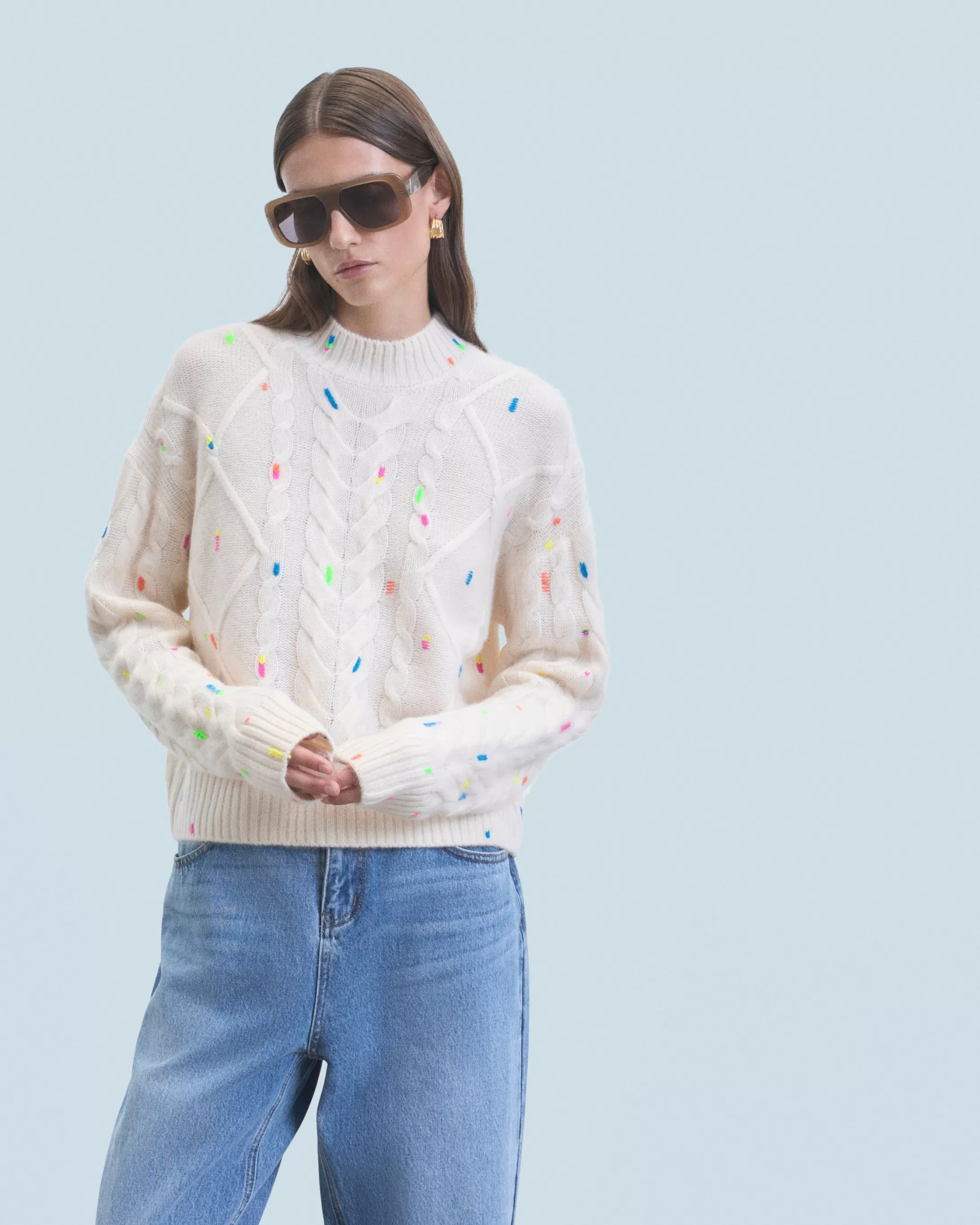 Maglione Scollo tondo con Trecce Multicolore | FROM FUTURE Online