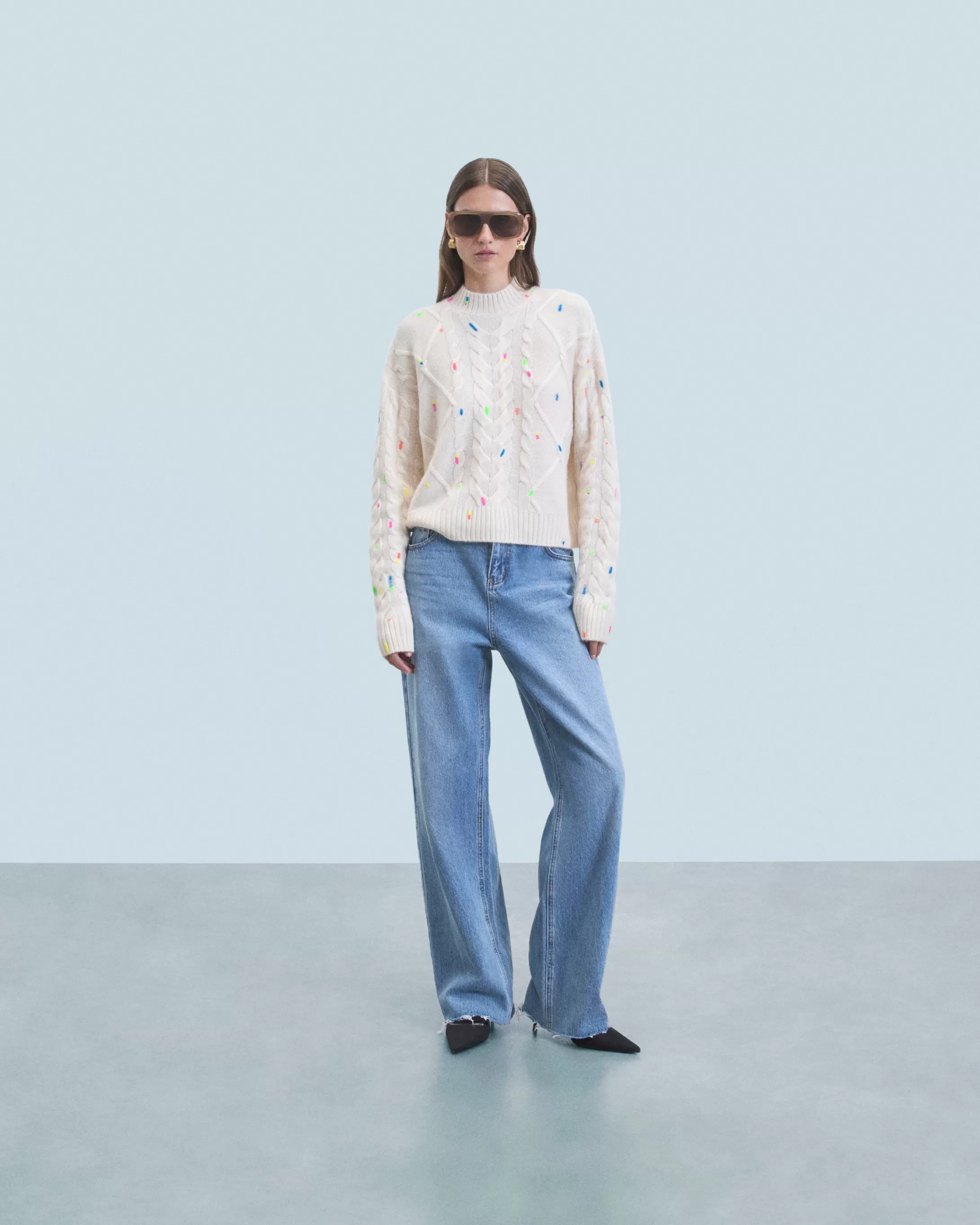 Maglione Scollo tondo con Trecce Multicolore | FROM FUTURE Online