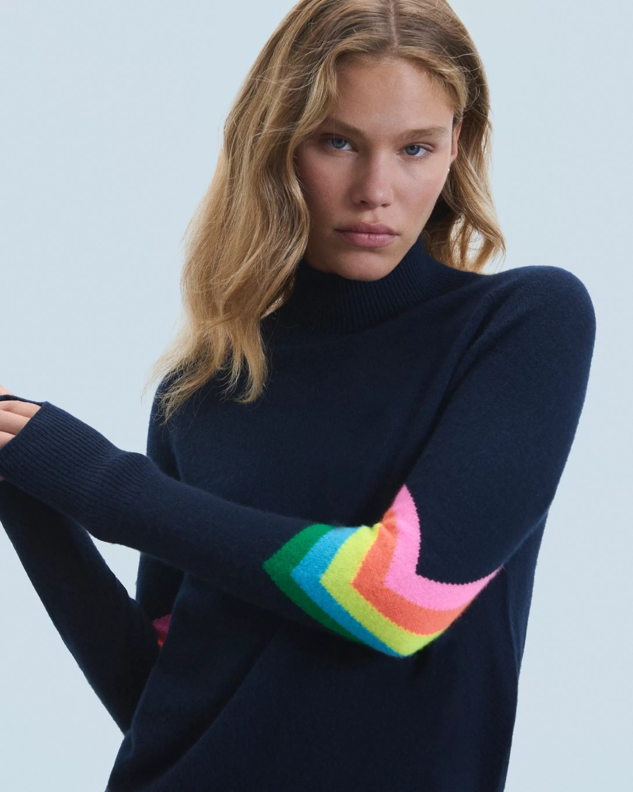 Pullover Collo alto Bande Maniche multicolori Leggero | FROM FUTURE Hot